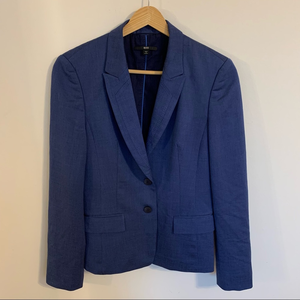 Hugo Boss Jaellesa Wool Blend Blazer in Blue, Size 2